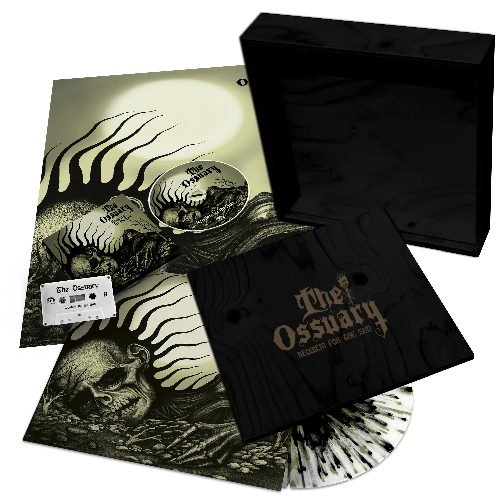 THE OSSUARY - Requiem For The Sun · WOODEN LP+MC+CD BOX