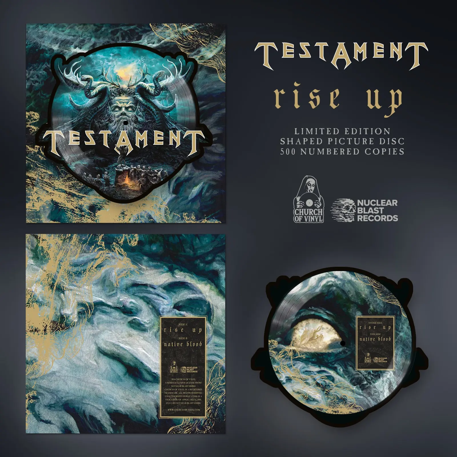 TESTAMENT - Rise Up · SHAPE PICTURE LP TESTAMENT - Rise Up · SHAPE PICTURE LP (Thrash Metal Vinyl)
