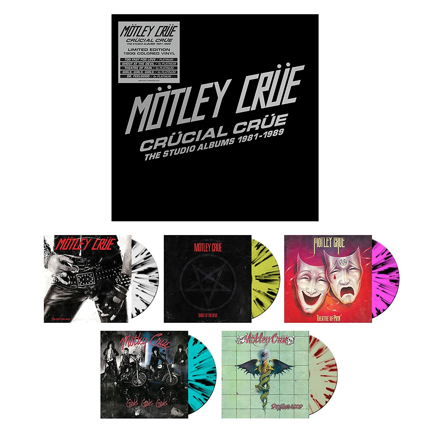 MÖTLEY CRÜE · Crücial Crüe - The Studio Albums 1981-1989 | SPLATTER 5LPBOX MÖTLEY CRÜE · Crücial Crüe - The Studio Albums 1981-1989 | SPLATTER 5LPBOX (Hard Rock Vinyl)