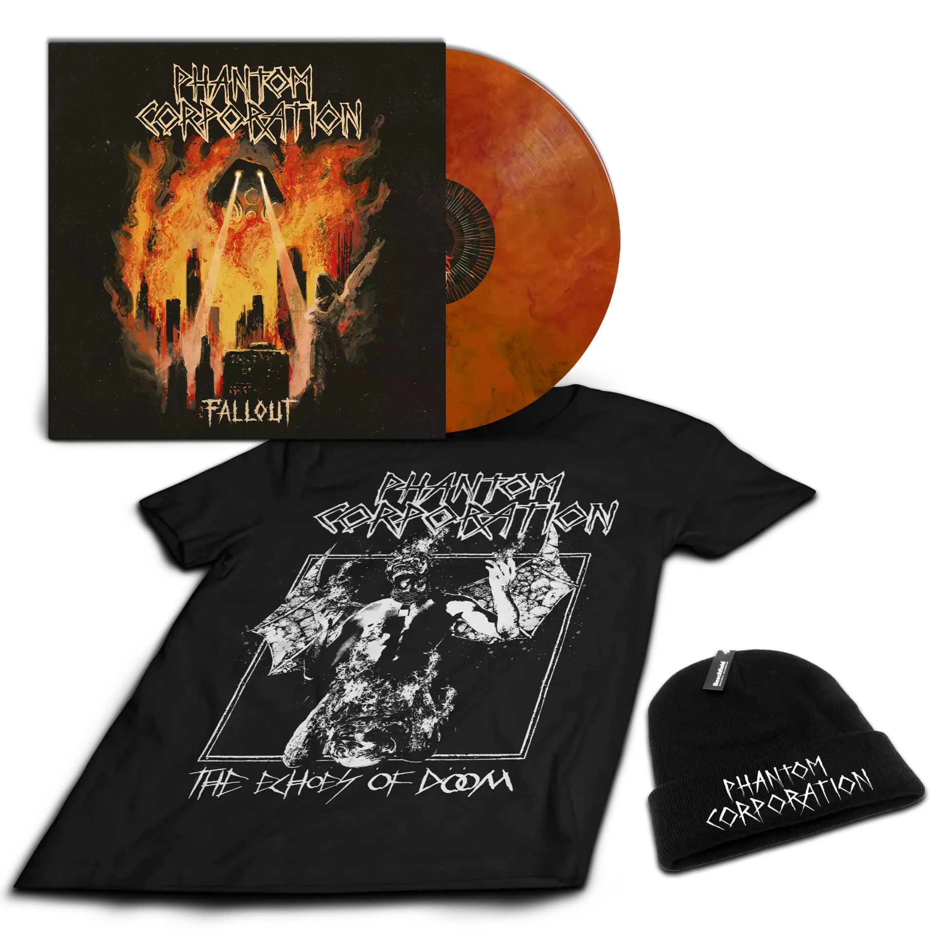 PHANTOM CORPORATION - Fallout · FIRE COLORED LP BUNDLE PHANTOM CORPORATION - Fallout · FIRE COLORED LP BUNDLE (Death Metal Vinyl)