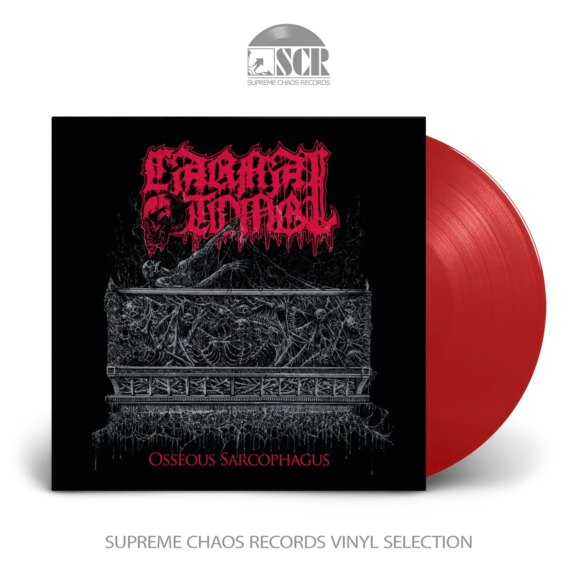 CARNAL TOMB · Osseous Sarcophagus | TRANSPARENT RED 10" LP (Death Metal Vinyl)