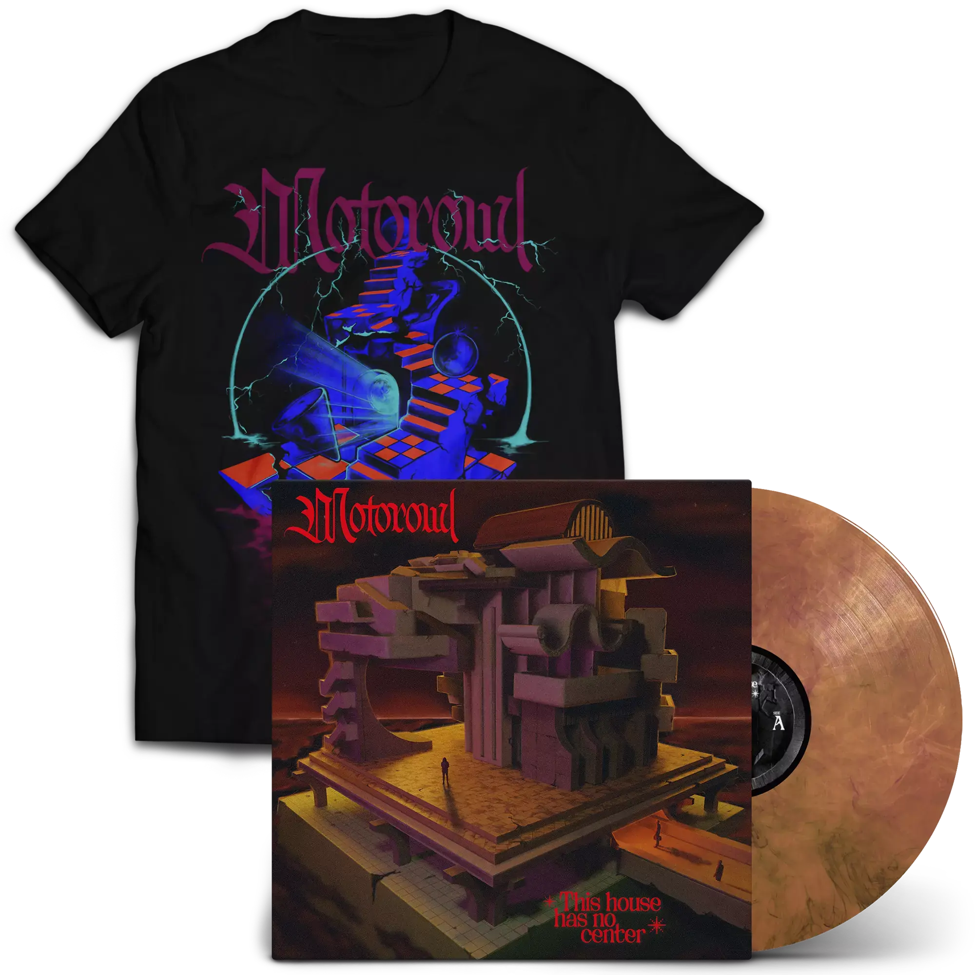MOTOROWL - This House has no Center · ORANGE/BLACK LP+SHIRT BUNDLE