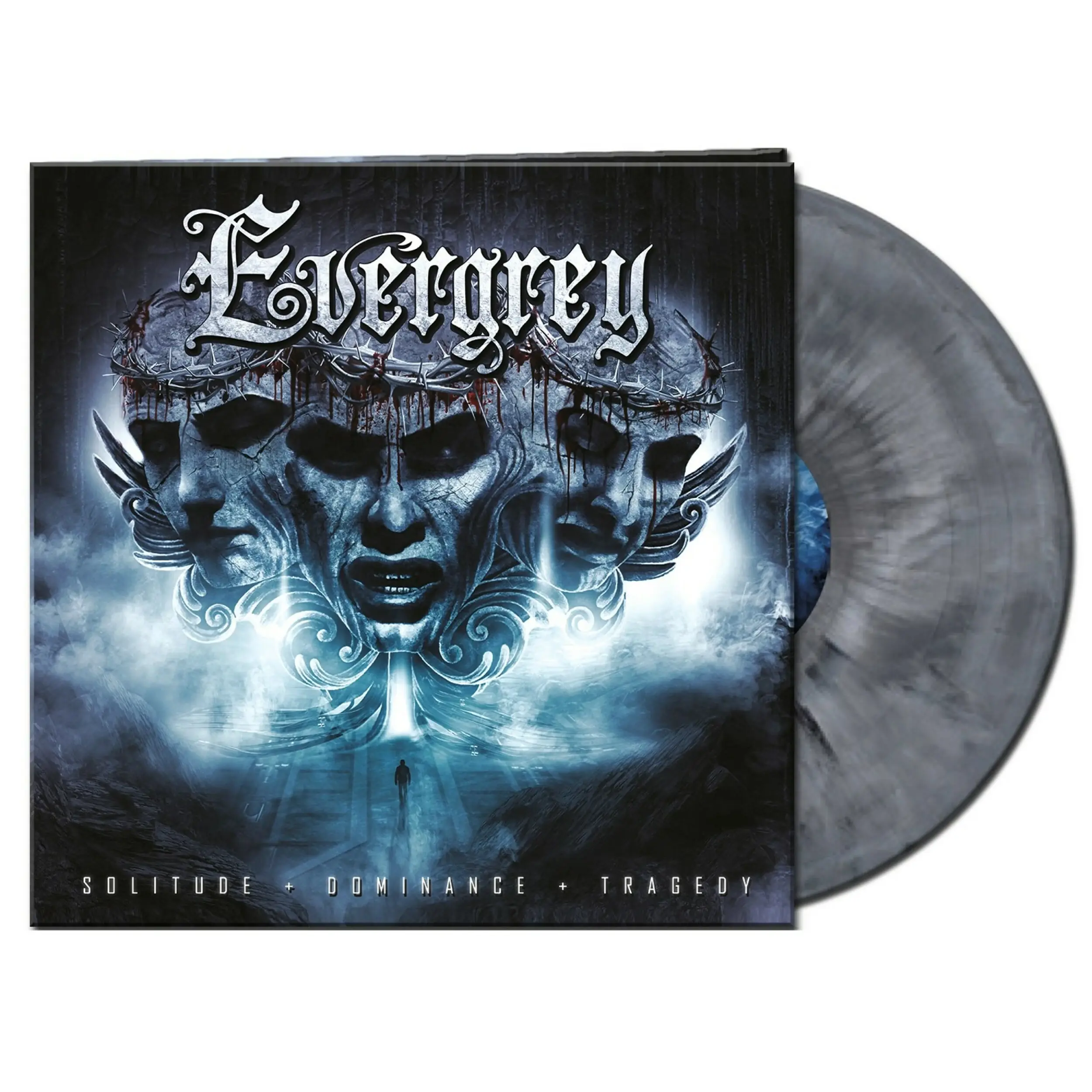 EVERGREY - Solitude, Dominance, Tragedy · SILVER/WHITE/BLACK MARBLED LP (Progressive Metal Vinyl)