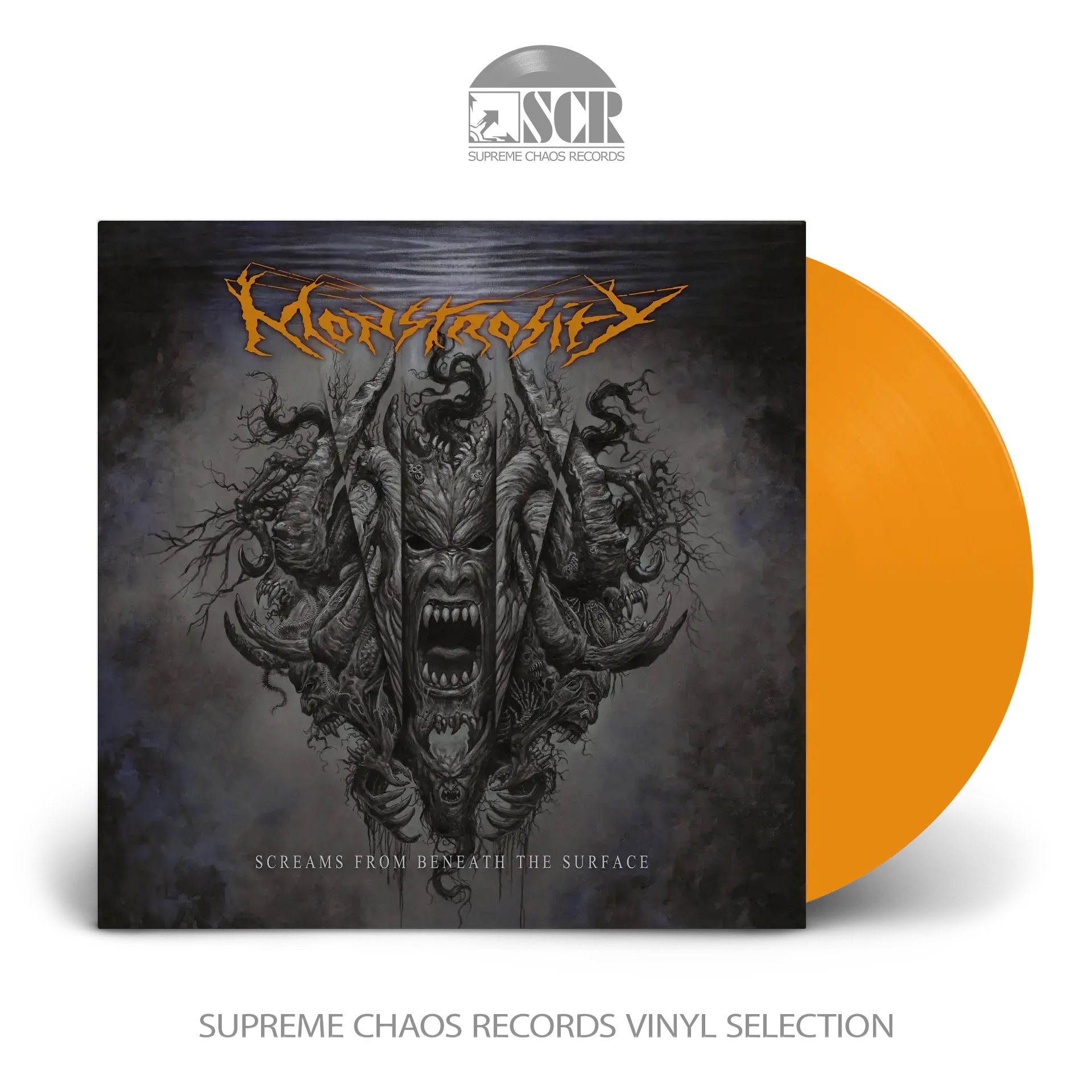 MONSTROSITY - Screams From Beneath The Surface · LUMINOUS ORANGE MARBLED LP MONSTROSITY - Screams From Beneath The Surface · LUMINOUS ORANGE MARBLED LP (Death Metal Vinyl)