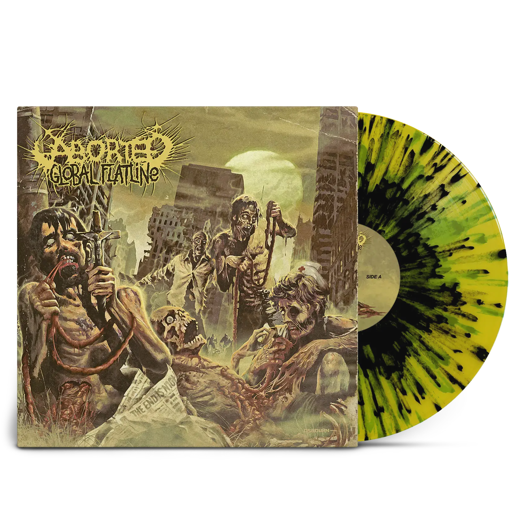 ABORTED - Global Flatline · YELLOW/GREEN/BLACK SPLATTER LP (Death Metal/Grindcore Vinyl)