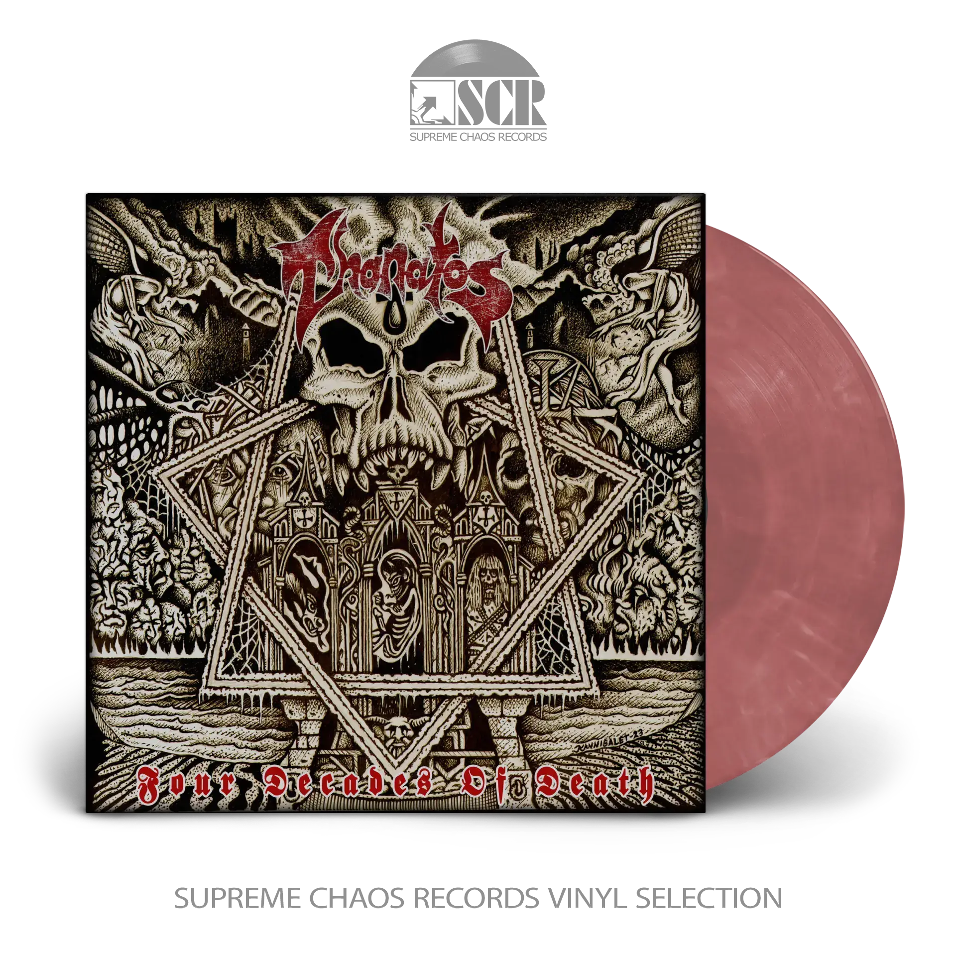 THANATOS - Four Decades Of Death · CLEAR/RED SMOKE LP (Death Metal Vinyl)