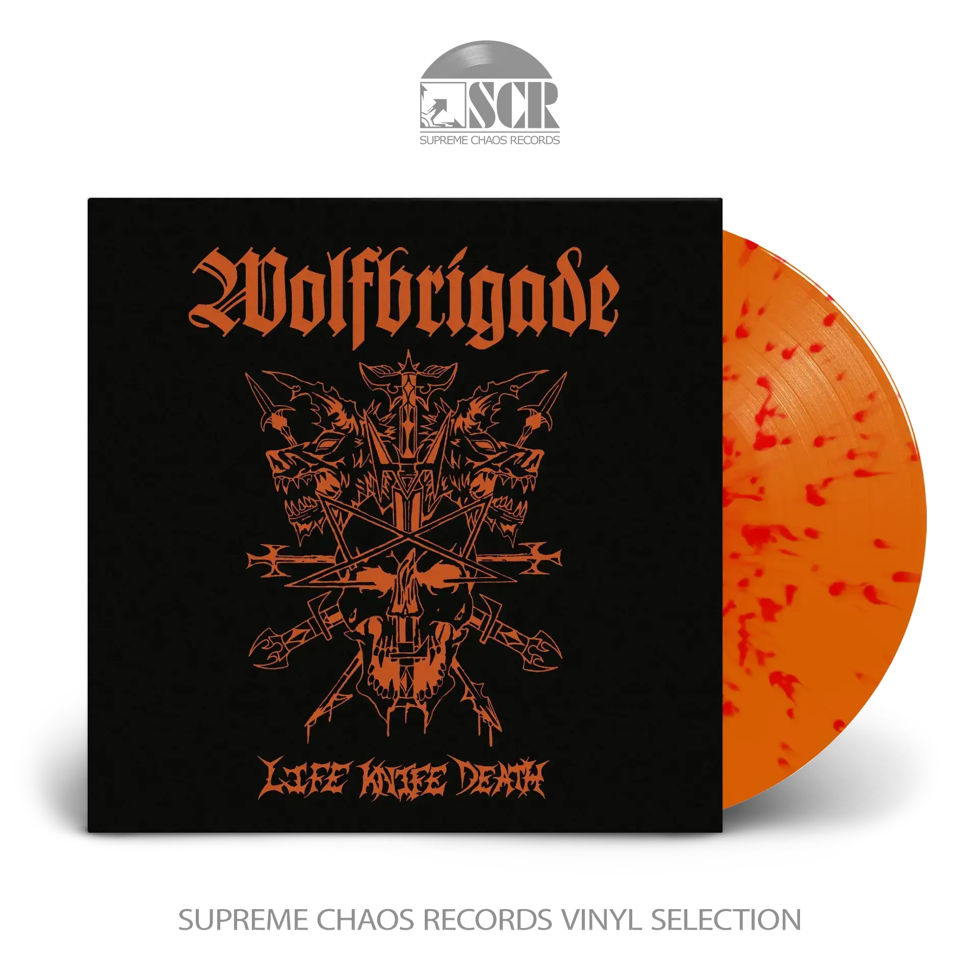 WOLFBRIGADE - Life Knife Death · ORANGE/RED SPLATTER LP