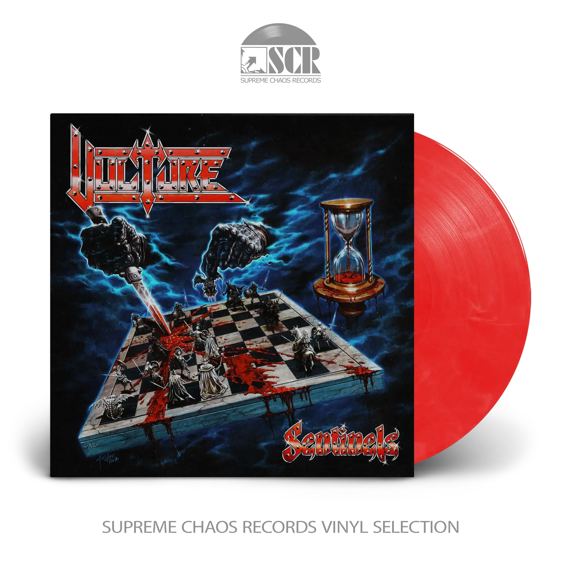 VULTURE - Sentinels · BRIGHT RED/WHITE MARBLED LP
