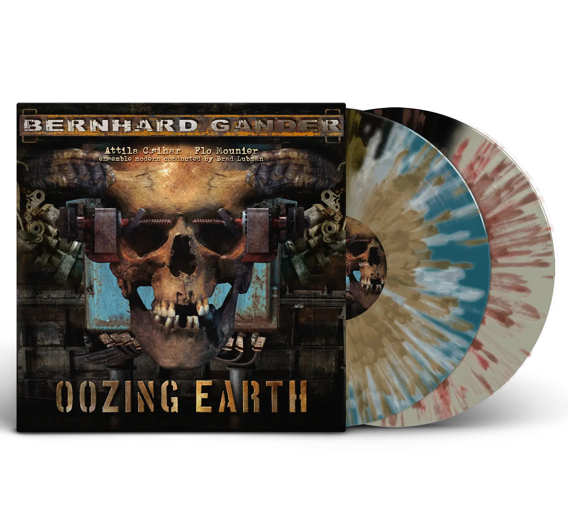 BERNHARD GANDER - Oozing Earth · HALF/HALF SPLATTER 2LP (Classical Music/Industrial Vinyl)