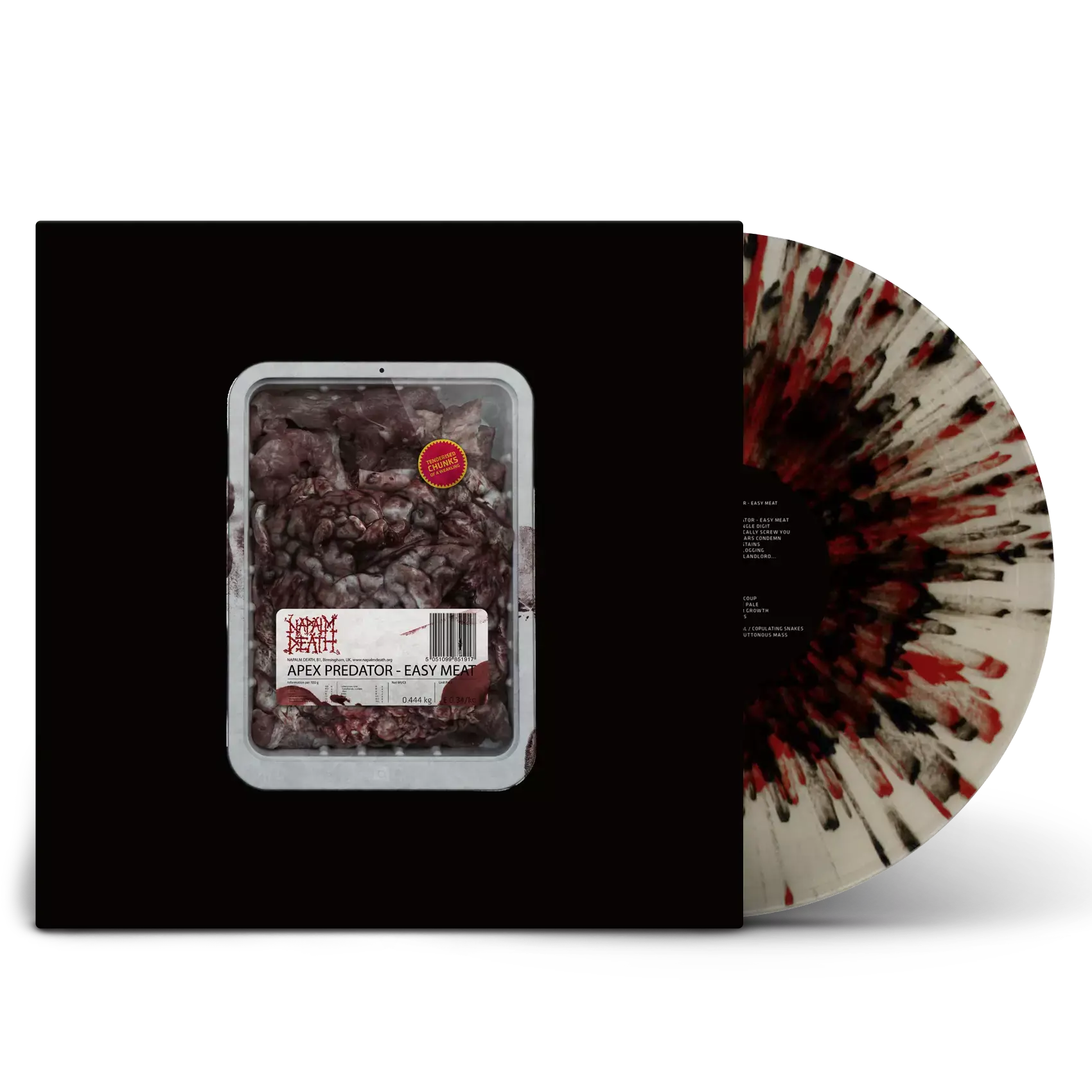 NAPALM DEATH - Apex Predator - Easy Meat · WHITE RED BLACK SPLATTER LP