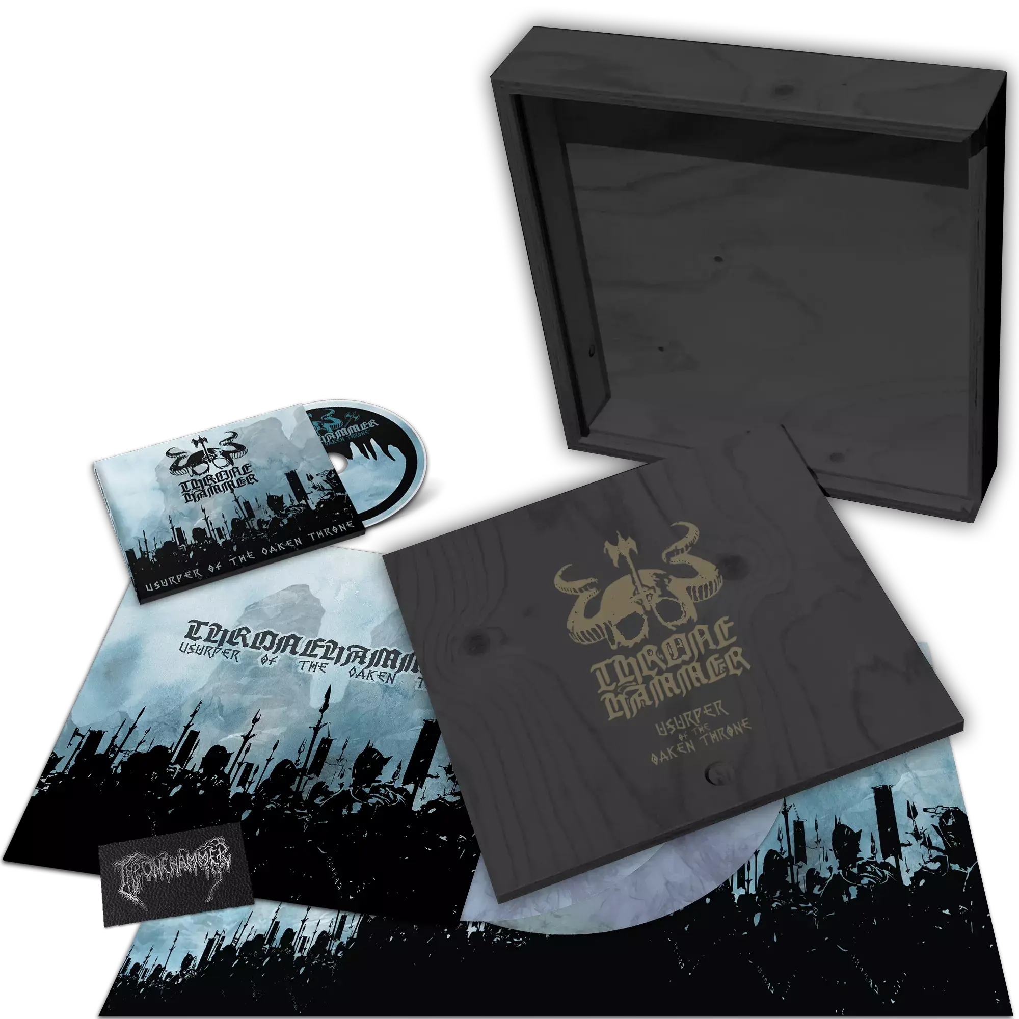 THRONEHAMMER - Usurper of the Oaken Throne · WOODEN LP BOX SET THRONEHAMMER - Usurper of the Oaken Throne · WOODEN LP BOX SET (Epic Metal/Doom Metal/Death Metal Vinyl)
