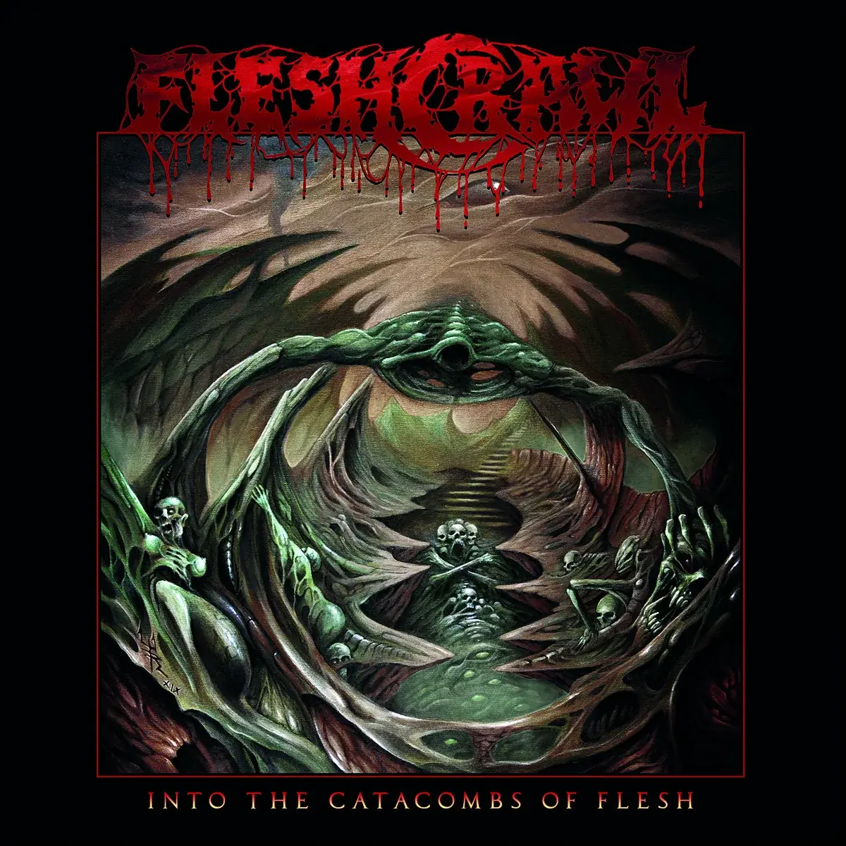 FLESHCRAWL - Into The Catacombs Of Flesh · RED/BLACK LP 1
