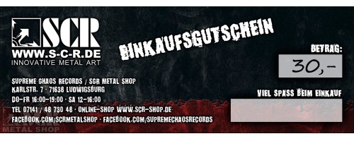 SCR METAL SHOP - Gutschein 30,00 EUR