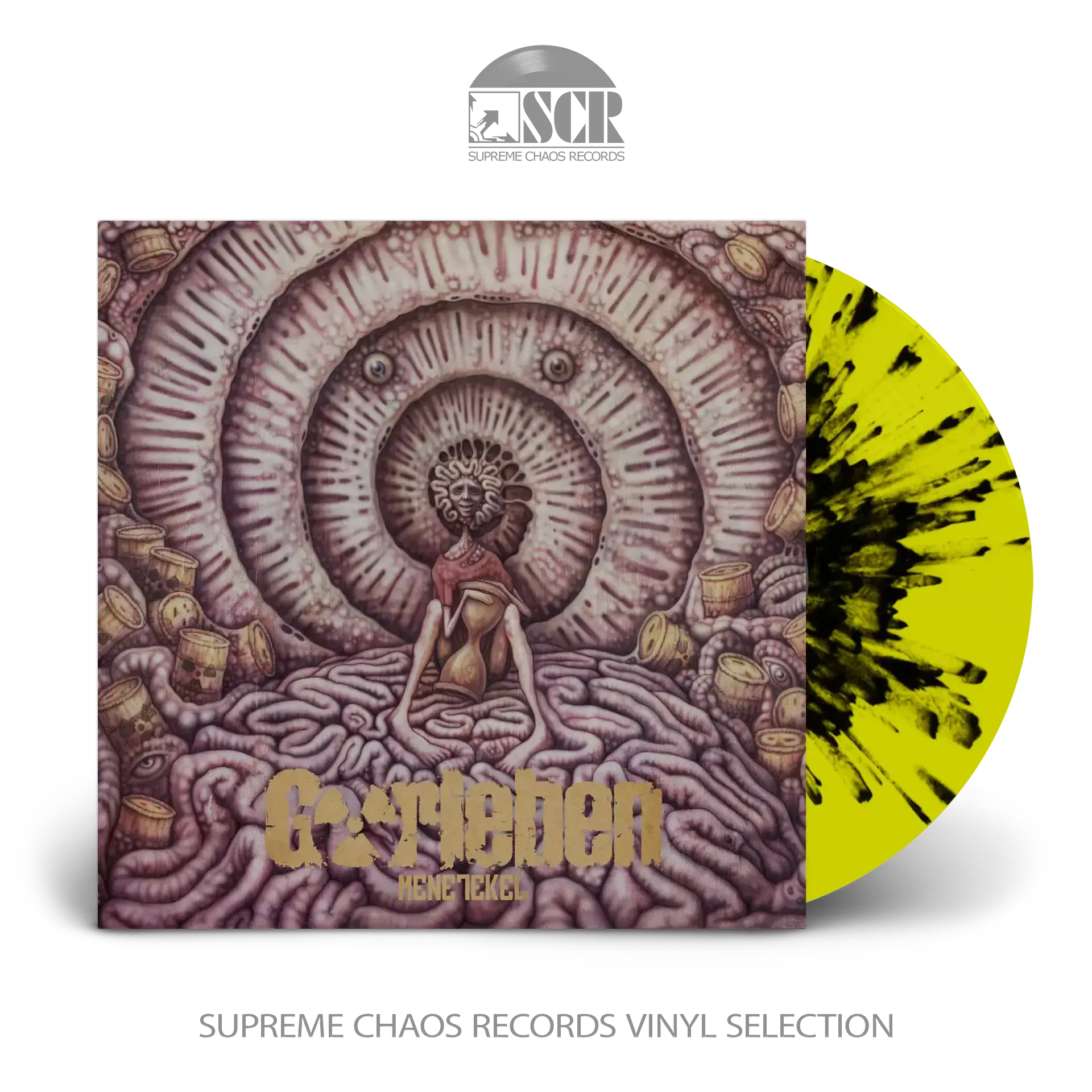 GORLEBEN · Menetekel | YELLOW/BLACK SPLATTER LP GORLEBEN · Menetekel | YELLOW/BLACK SPLATTER LP (Death Metal/Doom Metal/Black Metal Vinyl)