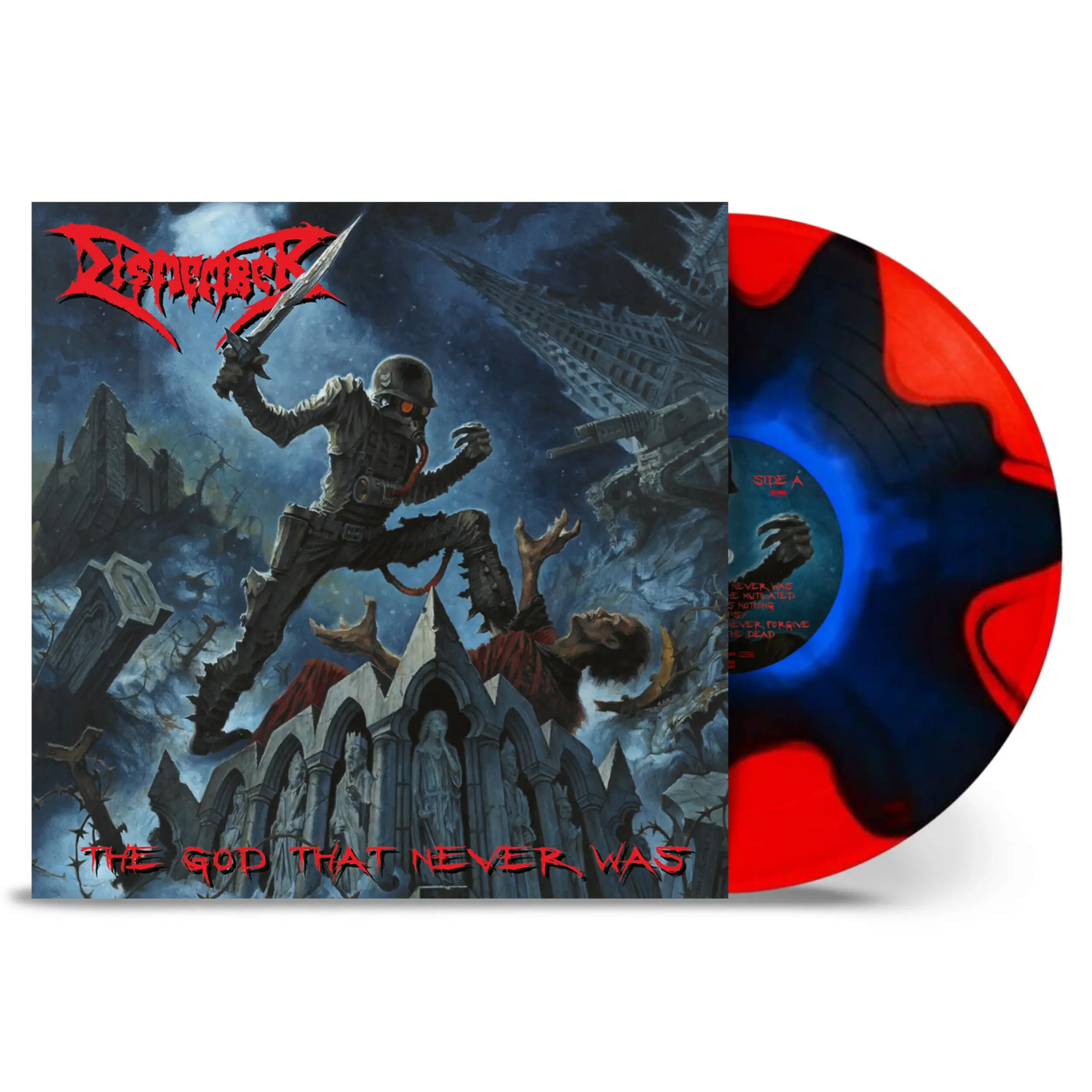 DISMEMBER - The God That Never Was · BLUE/RED SPLIT LP