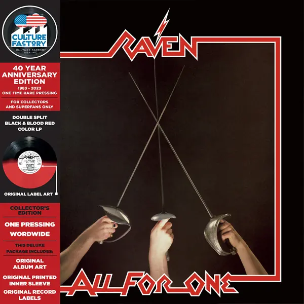 RAVEN · All For One | BLACK/BLOOD RED SPLIT LP RAVEN · All For One | BLACK/BLOOD RED SPLIT LP (Heavy Metal Vinyl)
