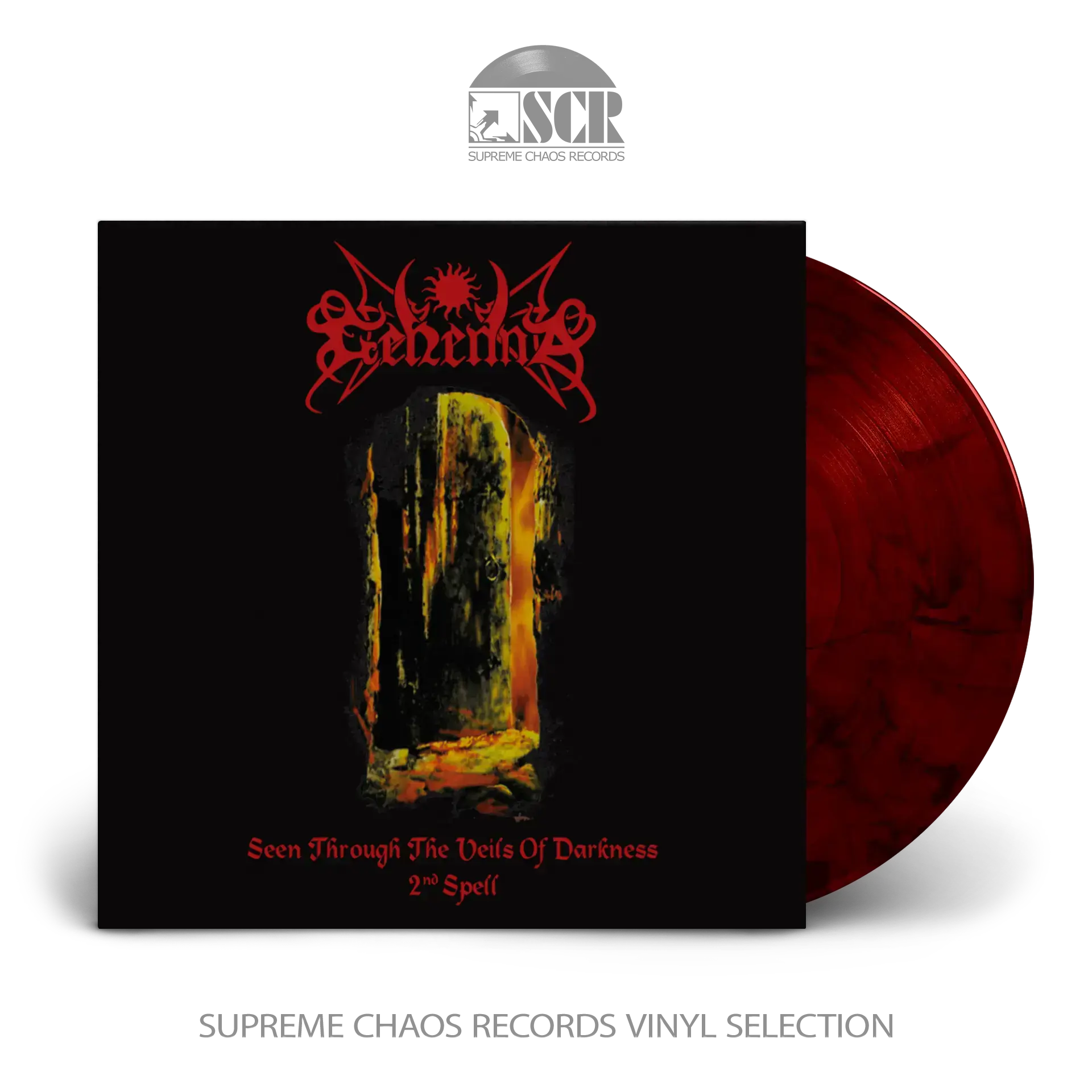 GEHENNA - Seen Through The Veils Of Darkness (Re-Release) · TRANSPARENT RED GALAXY LP (Black Metal Vinyl)
