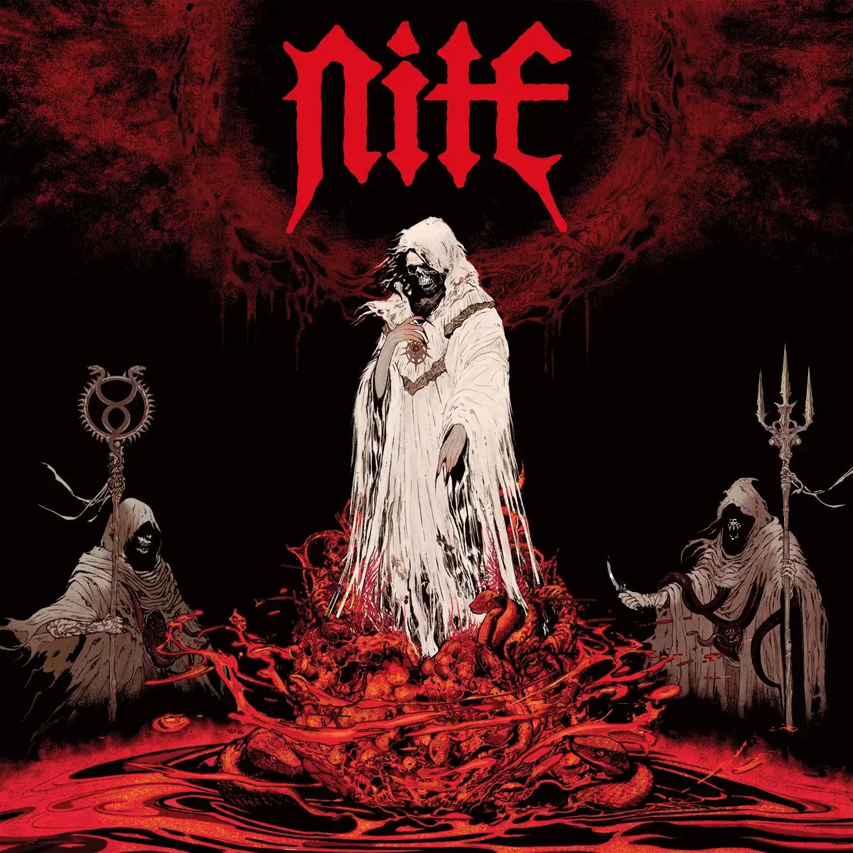 NITE - Cult Of The Serpent Sun · CKEAR/BLACK/RED SPLATTER LP (Black Metal/Heavy Metal Vinyl) · Bild 1