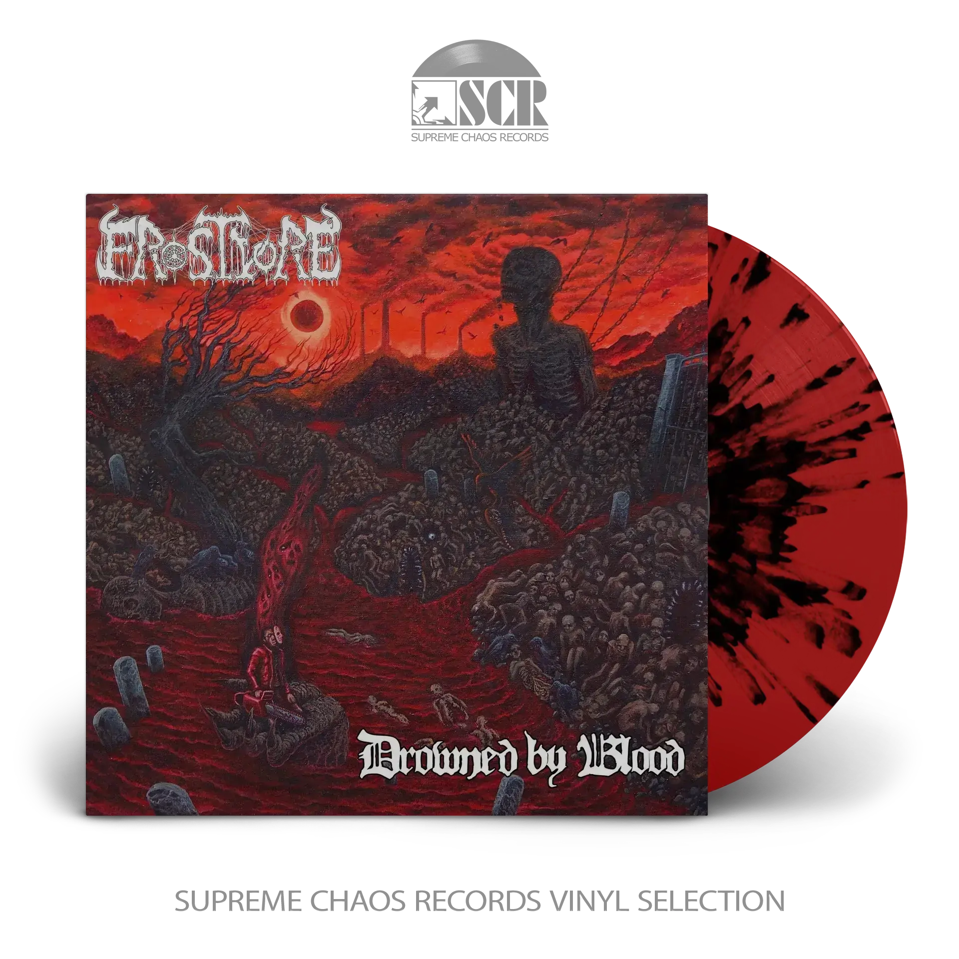 FROSTVORE · Drowned by Blood | RED/BLACK SPLATTER LP (Death Metal Vinyl)