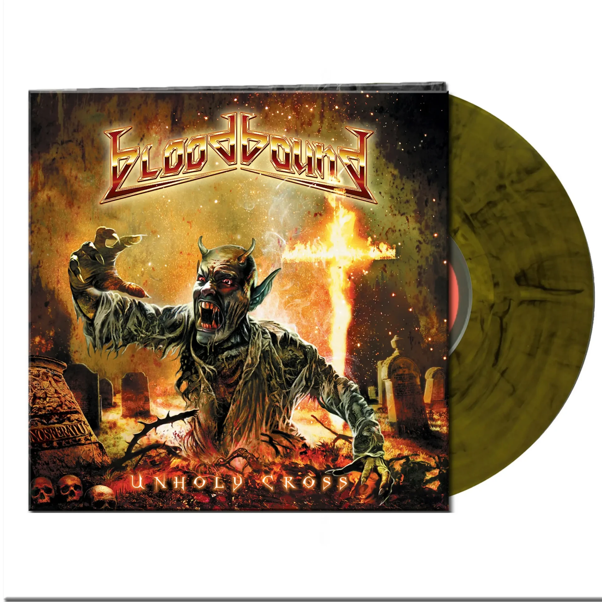 BLOODBOUND - Unholy Cross · CLEAR YELLOW/BLACK MARBLED LP (Power Metal Vinyl)