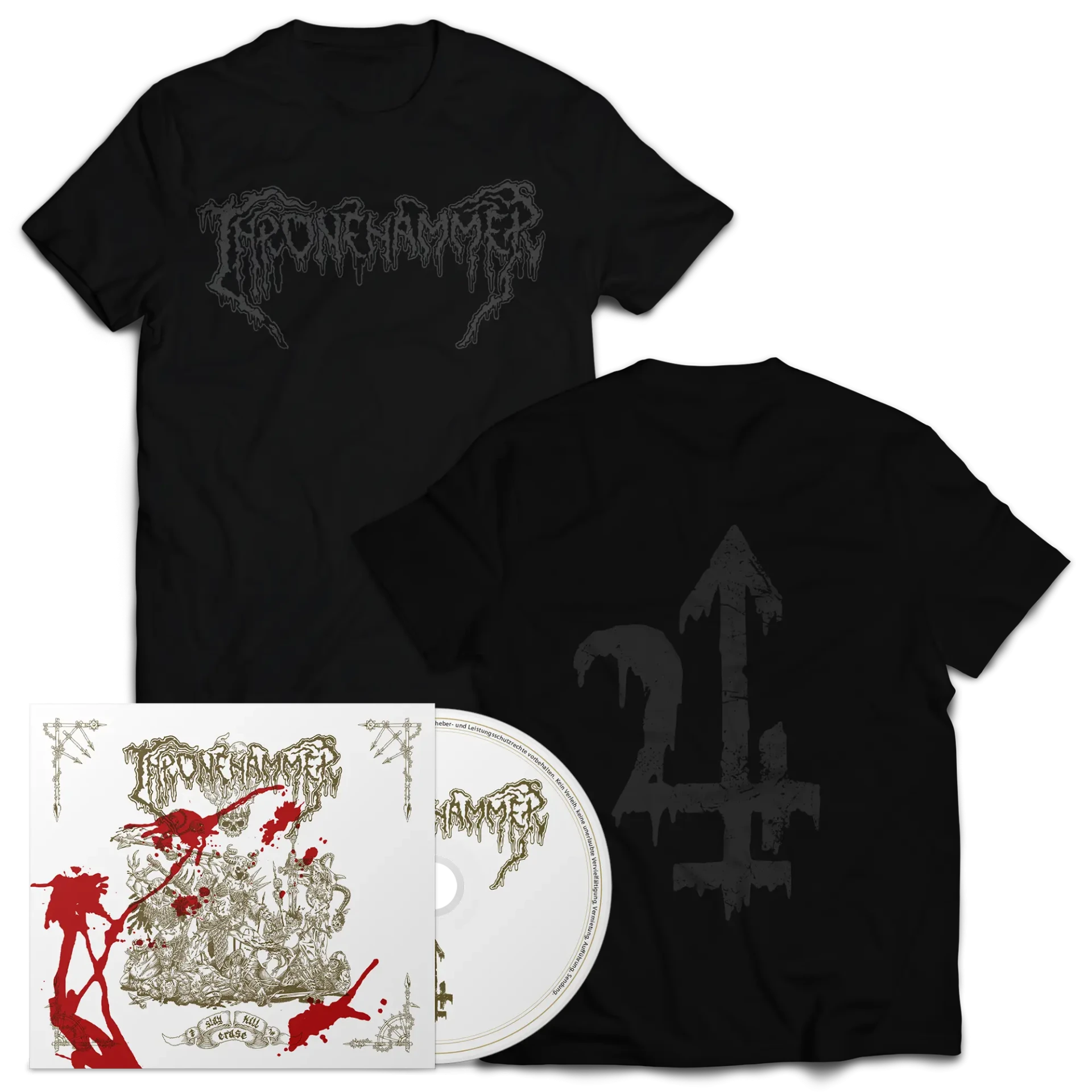 THRONEHAMMER · Slay | Kill | Erase | T-SHIRT+DIGIPAK CD (Doom Metal/Epic Metal/Death Metal/Heavy Metal CDs)