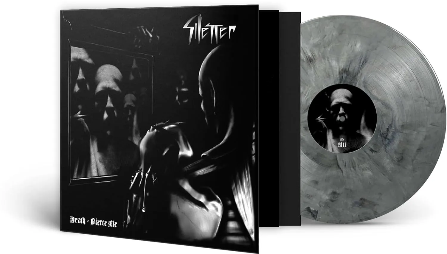 SILENCER · Death, Pierce Me | SILVER/WHITE/BLACK LP (Black Metal Vinyl) · Picture 3