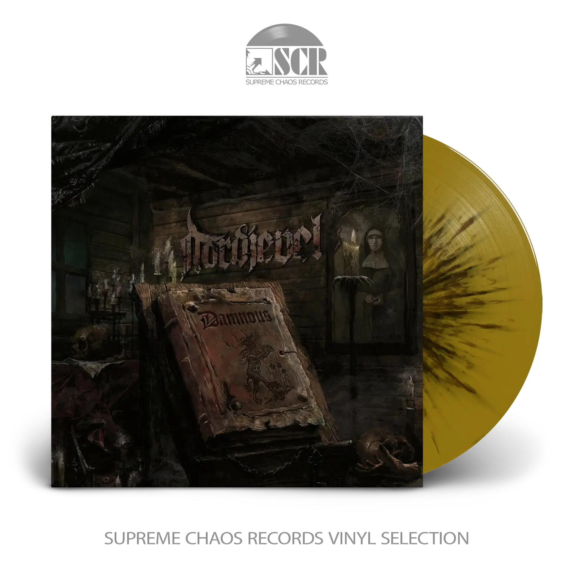 NORDJEVEL · Damnous | GOLD BLACK SPLATTER LP (Black Metal Vinyl)