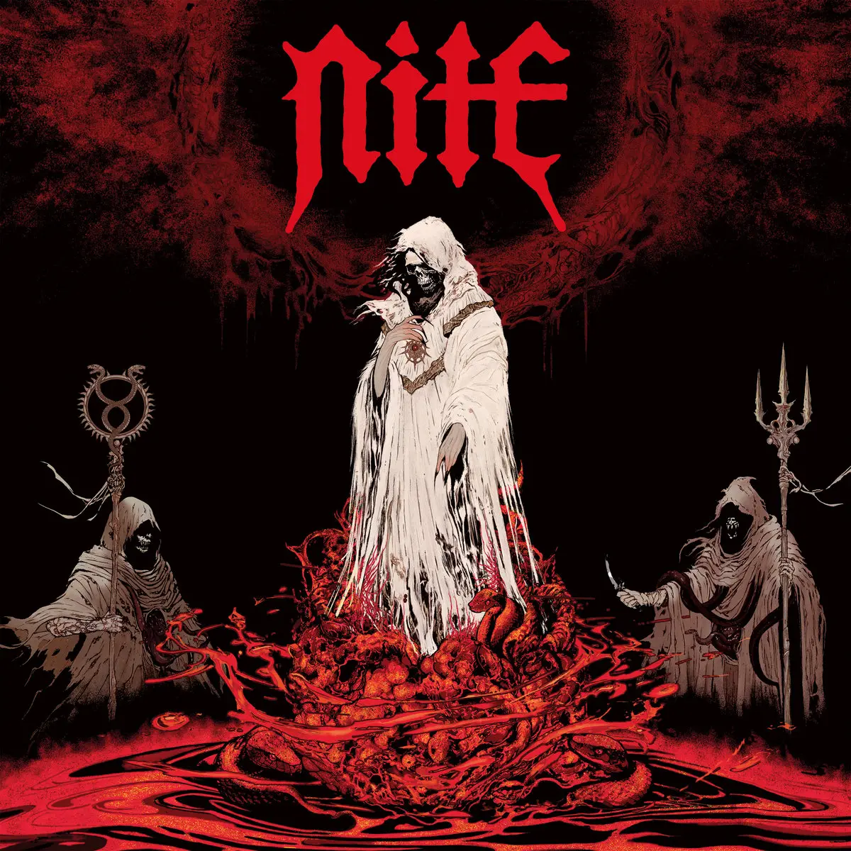 NITE · Cult Of The Serpent Sun | CLEAR/BLACK/RED SPLATTER LP (Black Metal/Heavy Metal Vinyl) · Picture 1