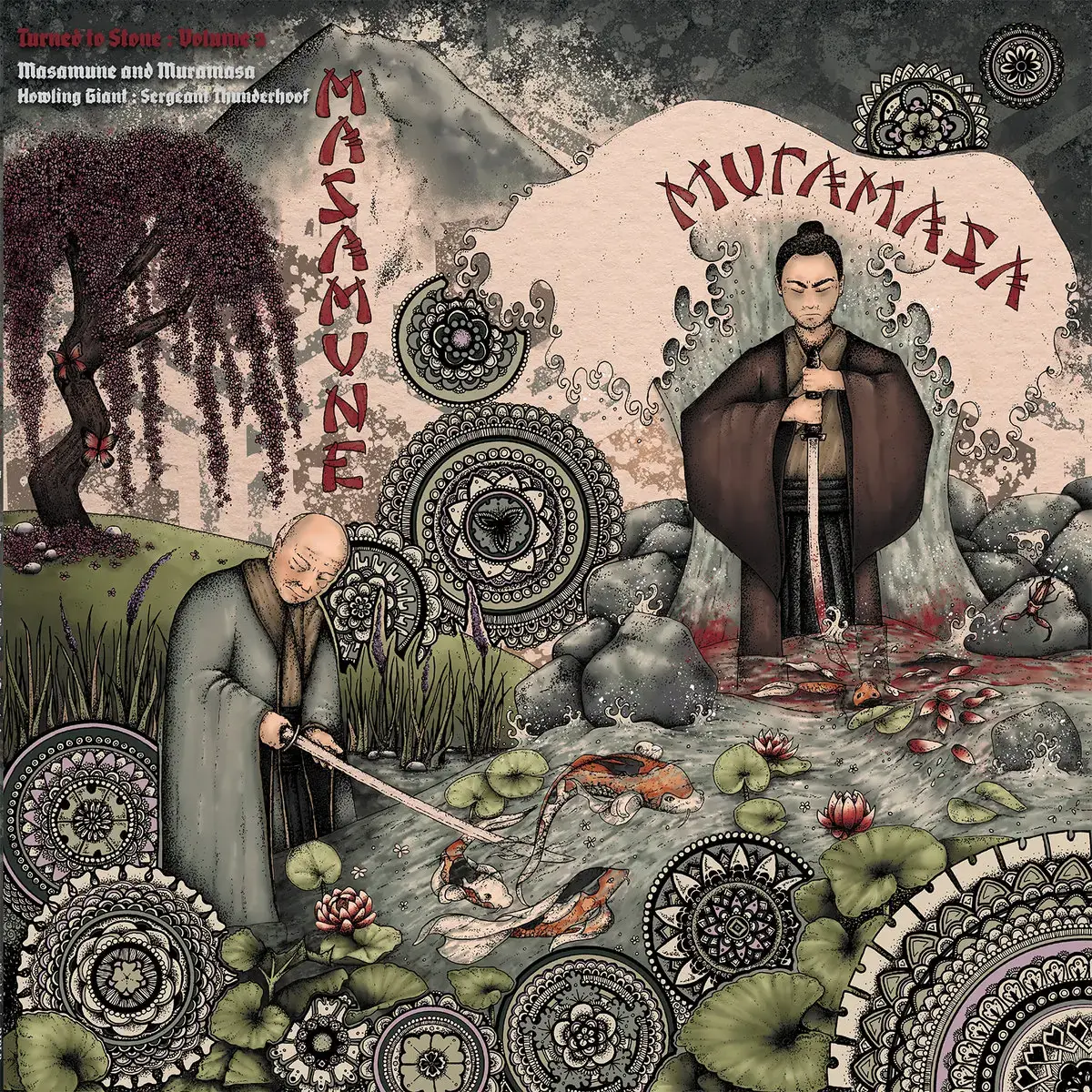 HOWLING GIANT/SERGEANT THUNDERHOOF · Turned To Stone Ch 2: Masamune & Muramasa | BLACK LP (Psychedelic Metal/Doom Metal Vinyl) · Picture 1