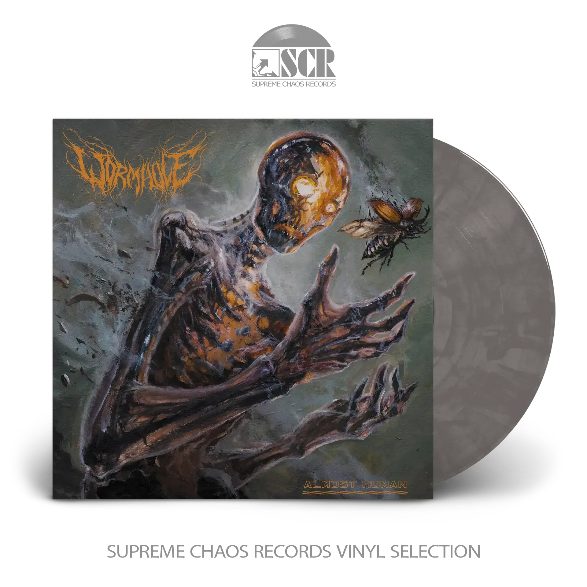 WORMHOLE - Almost Human · CLEAR/BLACK MARBLED LP (Death Metal/Grindcore Vinyl)