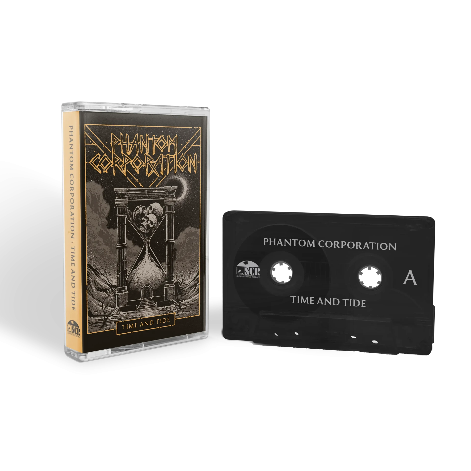 PHANTOM CORPORATION · Time And Tide | BLACK TRANSPARENT TAPE (Thrash Metal/D-Beat/Death Metal Tapes)