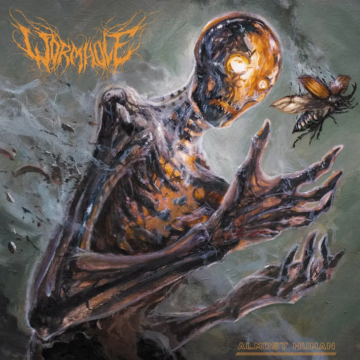 WORMHOLE · Almost Human | CLEAR/BLACK MARBLED LP (Death Metal/Grindcore Vinyl) · Picture 1