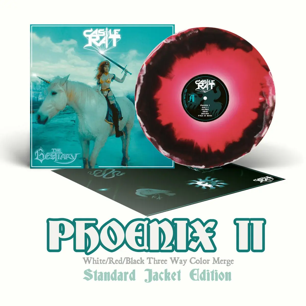 CASTLE RAT · The Bestiary (Phoenix II Edition - Red / Black / White Merge Vinyl) | RED/BLACK/WHITE MARBLED LP (Doom Metal Vinyl)