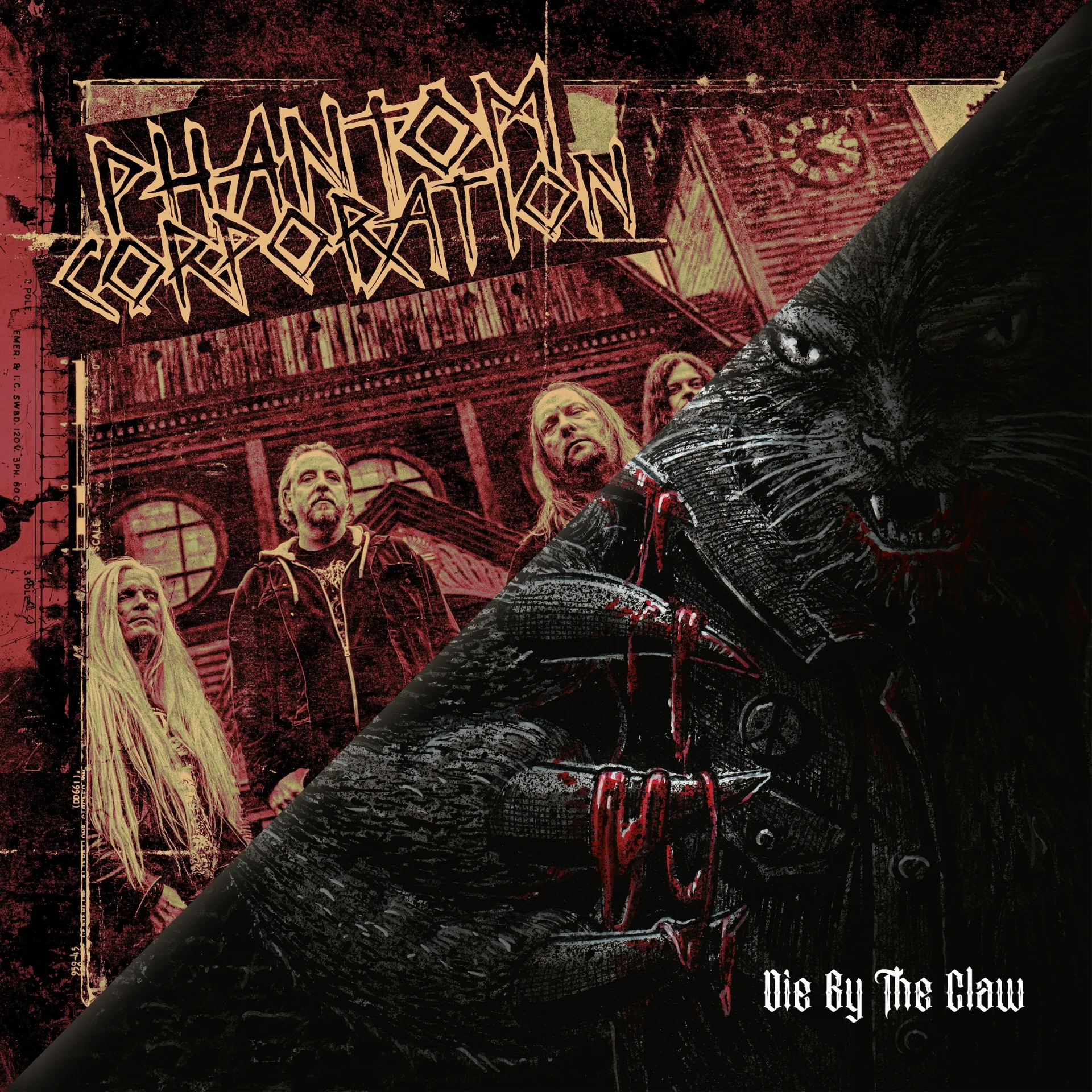 PHANTOM CORPORATION / CATBREATH · Commando / Die By The Claw | BLACK LP (Thrash Metal/Death Metal Vinyl) · Picture 2