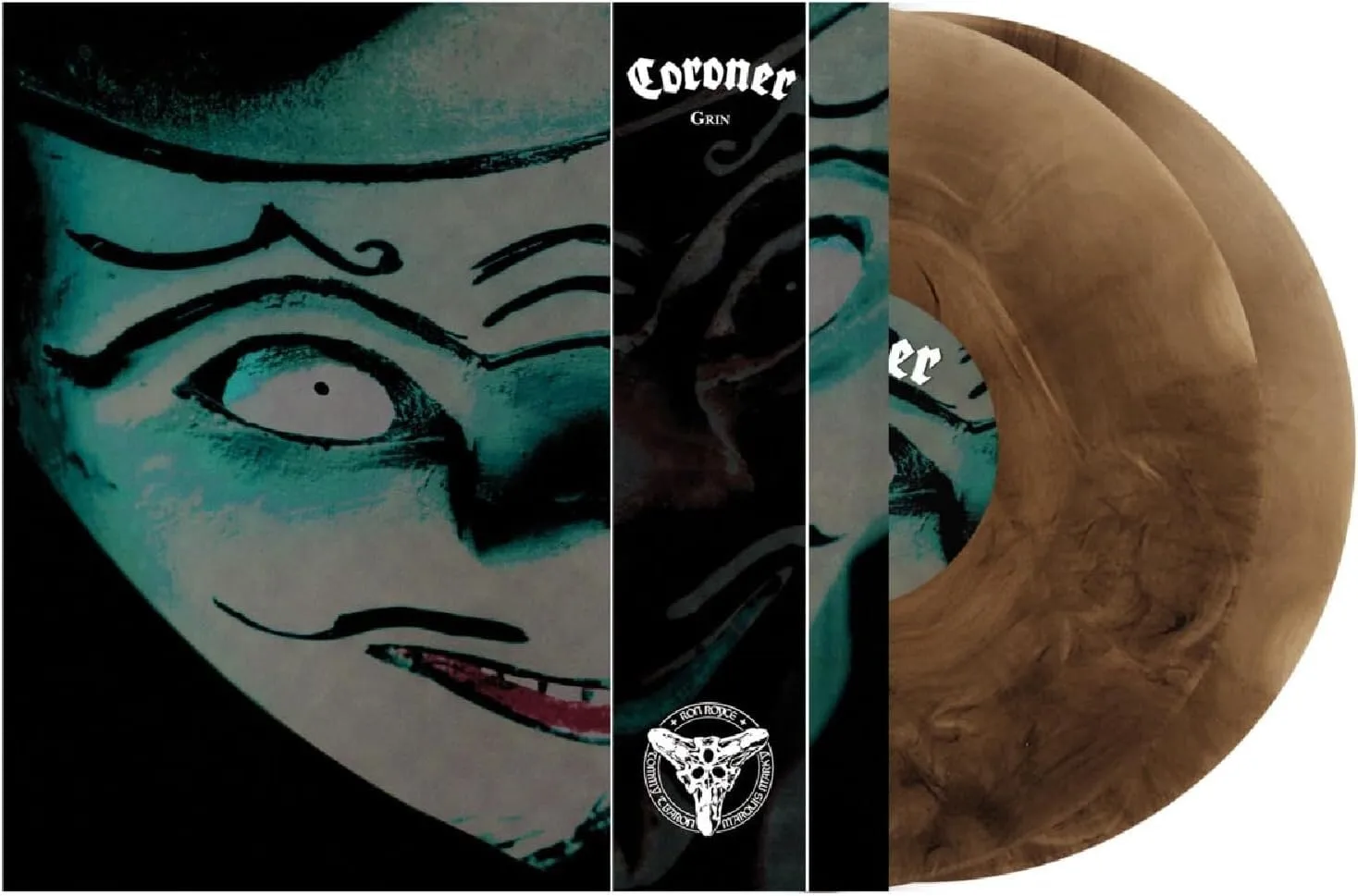 CORONER · Grin | CLEAR/BLACK MARBLED 2LP (Thrash Metal/Progressive Metal Vinyl) · Picture 2