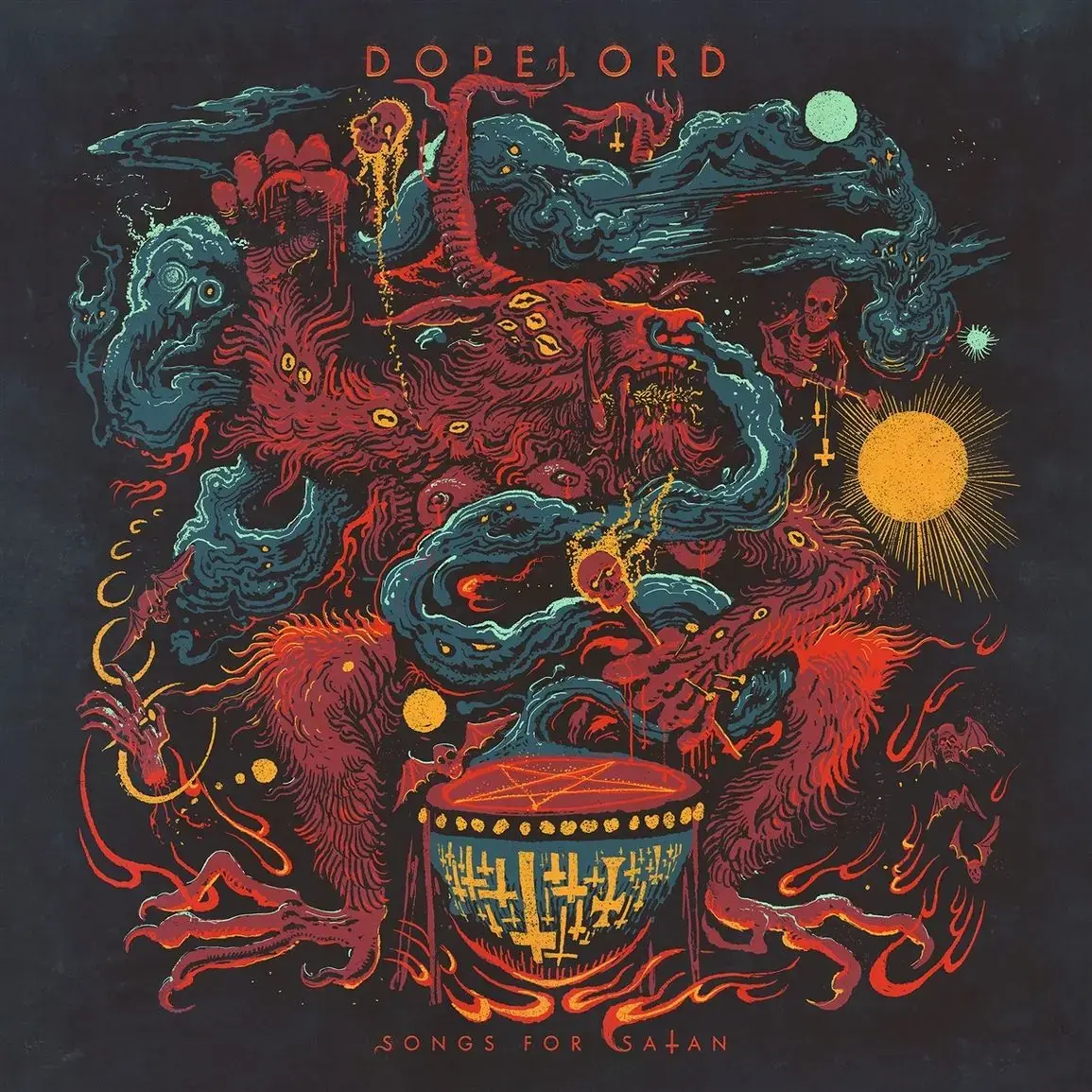 DOPELORD · Songs for Satan | BLUE/BLACK MARBLED LP (Stoner Rock/Doom Metal Vinyl) · Picture 1