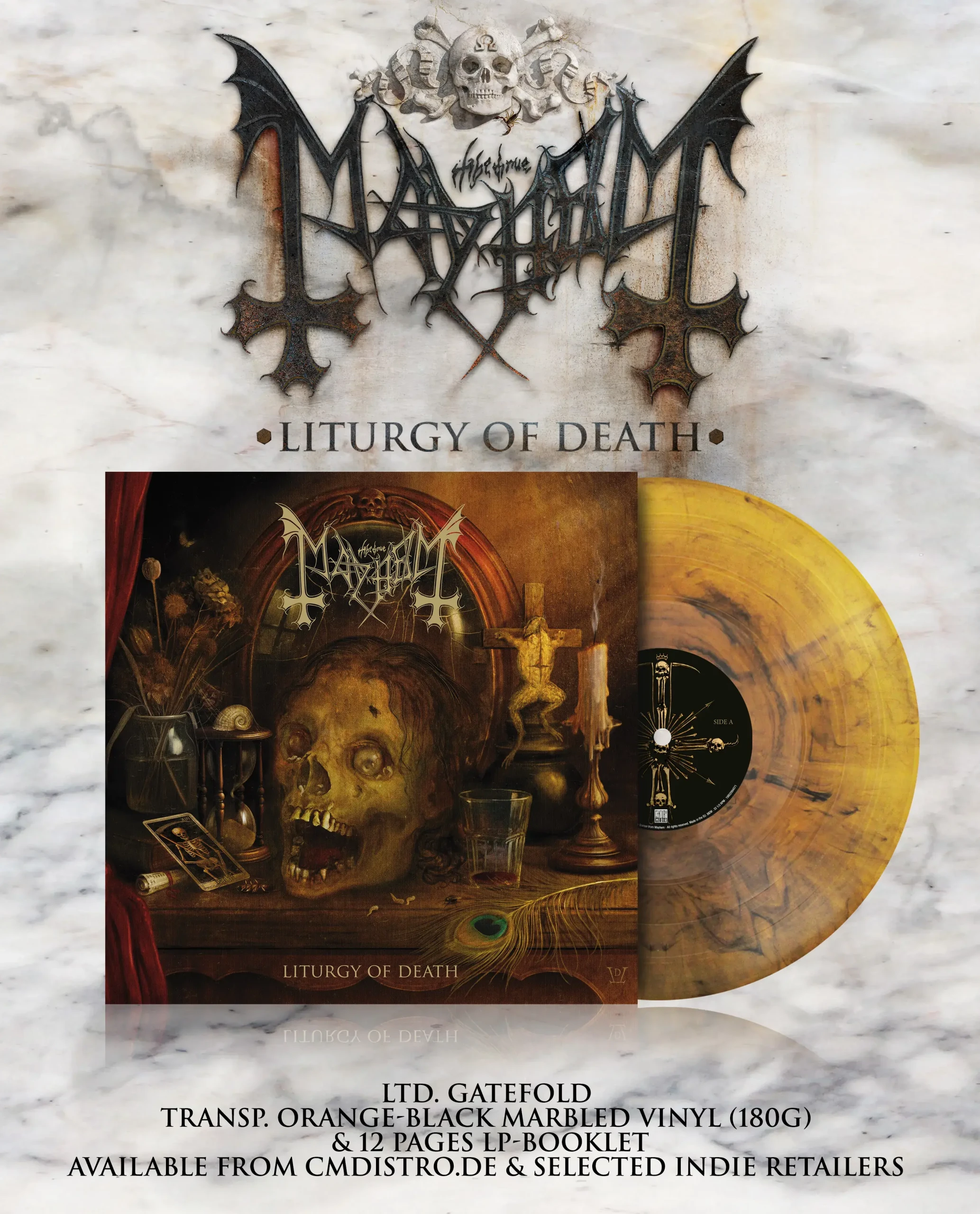 MAYHEM - Liturgy Of Death · ORANGE/BLACK MARBLED LP (Black Metal Vinyl)