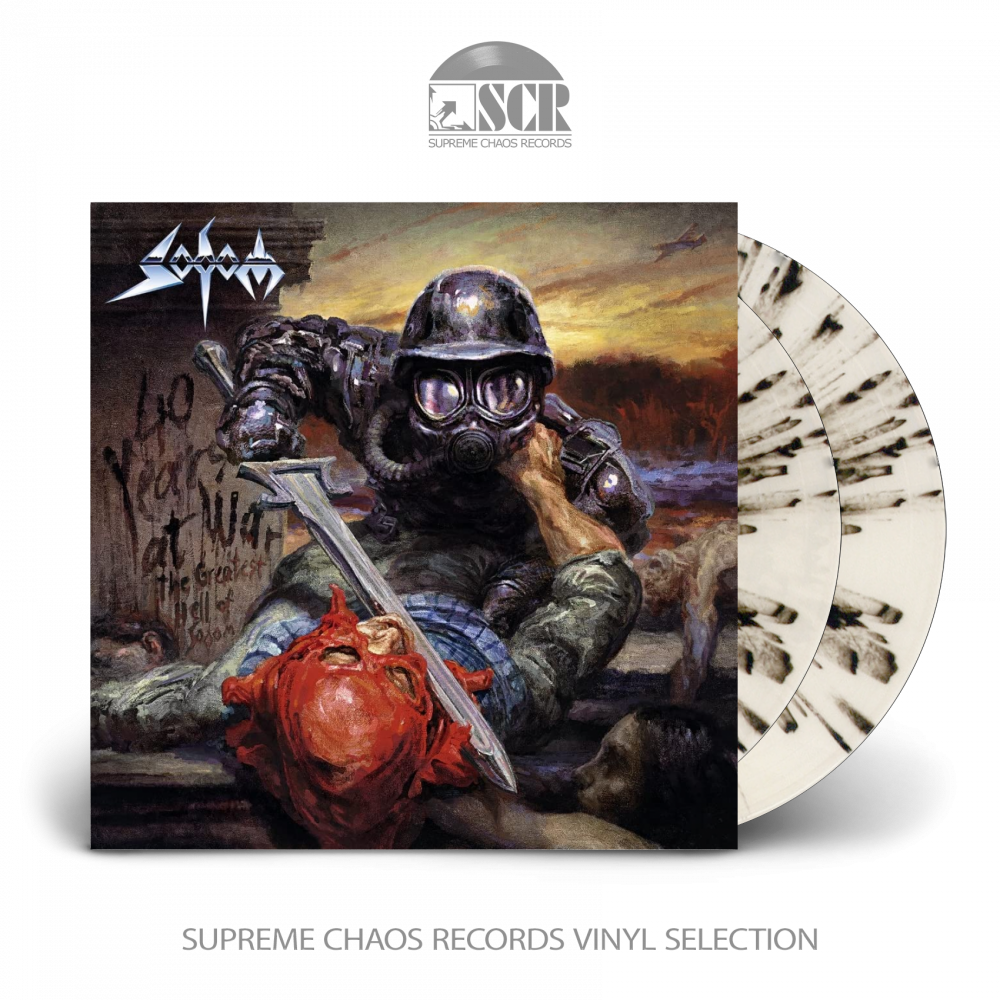 SODOM · 40 Years At War - The Greatest Hell Of Sodom | CRYSTAL CLEAR/BLACK SPLATTER DLP (Thrash Metal Vinyl)