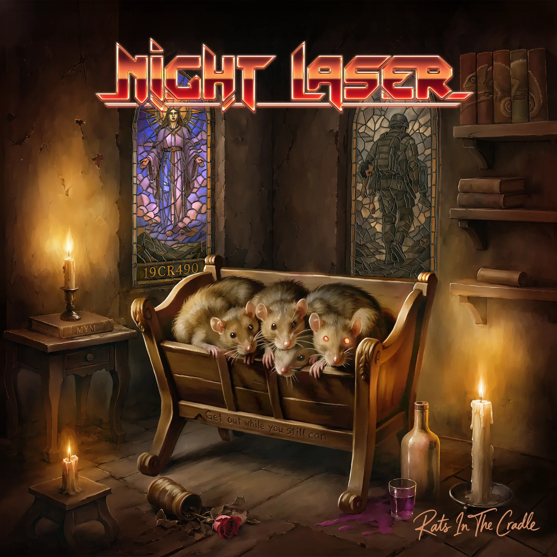 NIGHT LASER · Rats In The Cradle | GREEN/YELLOW/BLACK MARBLED 2LP (Hard Rock Vinyl) · Picture 1