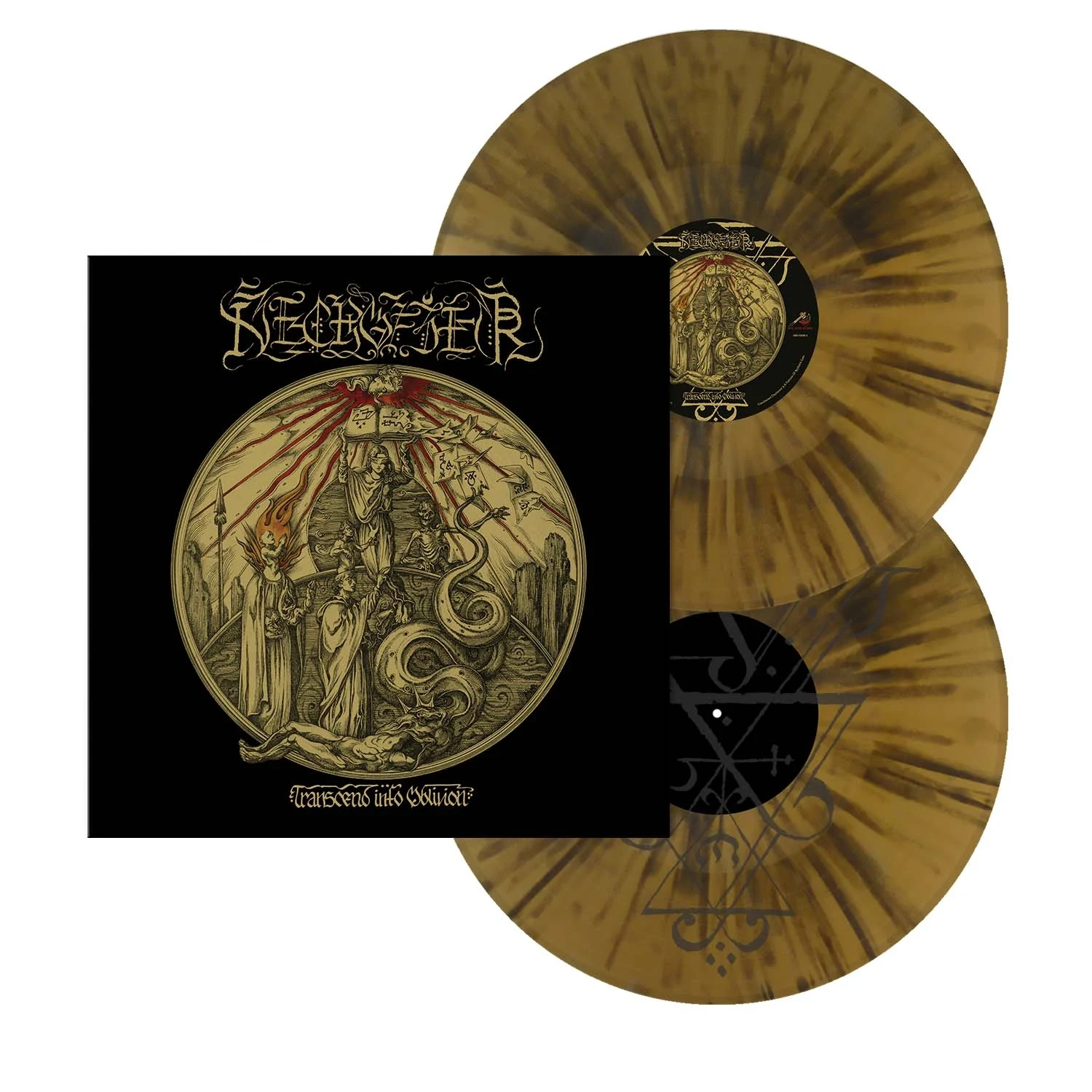 NECROFIER · Transcend Into Oblivion | GOLD/BLACK SPLATTER 2LP (Black Metal/Death Metal Vinyl) · Picture 3