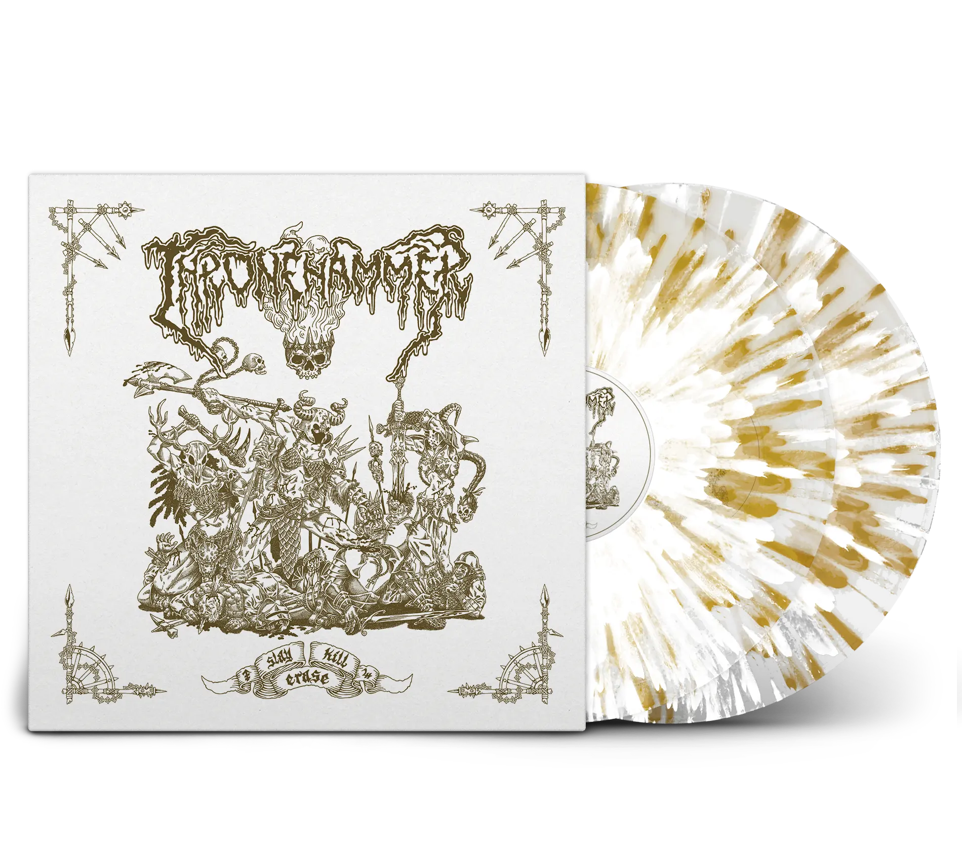 THRONEHAMMER - Slay | Kill | Erase [T-SHIRT+CLEAR WHITE GOLD 2LP] (Doom Metal/Epic Metal/Death Metal/Heavy Metal Vinyl) · Picture 2