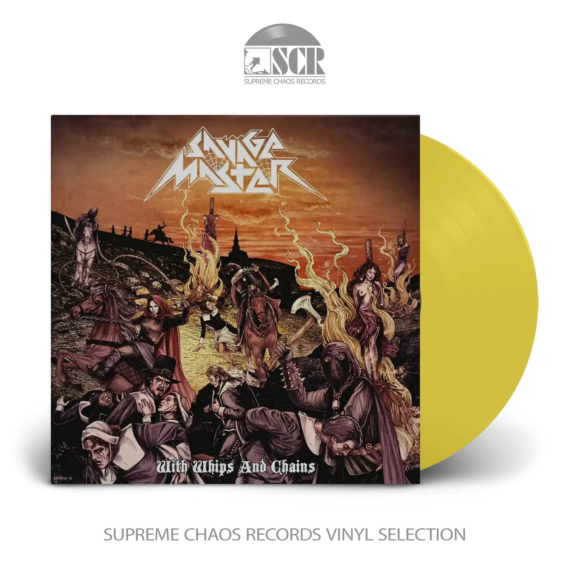 SAVAGE MASTER - With Whips And Chains · YELLOW LP (Heavy Metal Vinyl)