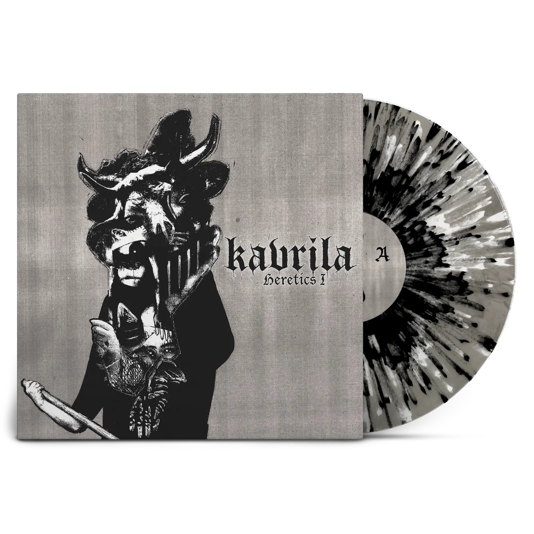 KAVRILA · Heretics I | CLEAR MARBLED WHITE/BLACK SPLATTER LP (Sludge/Doom Metal/Black Metal/Hardcore Vinyl)