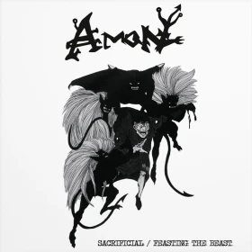 AMON · Sacrificial / Feasting The Beast | SPLATTER LP (Death Metal Vinyl) · Picture 1