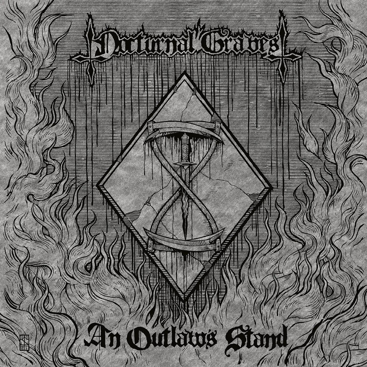 NOCTURNAL GRAVES · An Outlaw's Stand | CLEAR/BLACK LP (Black Metal Vinyl) · Picture 1
