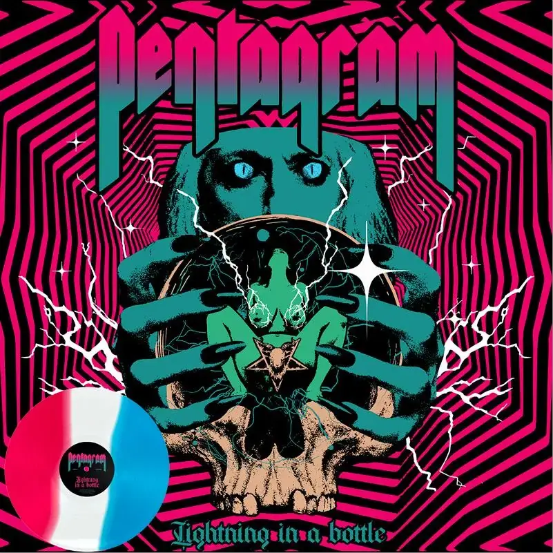PENTAGRAM · Lightning In A Bottle | STRIPED MAGENTA/WHITE/BLUE LP (Doom Metal Vinyl)