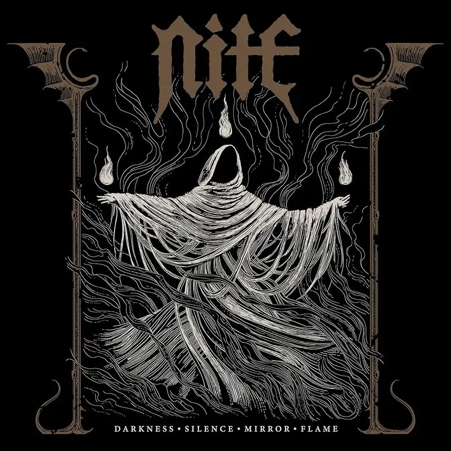 NITE · Darkness Silence Mirror Flame | WHITE/BLACK MARBLED LP (Heavy Metal/Black Metal Vinyl) · Picture 1