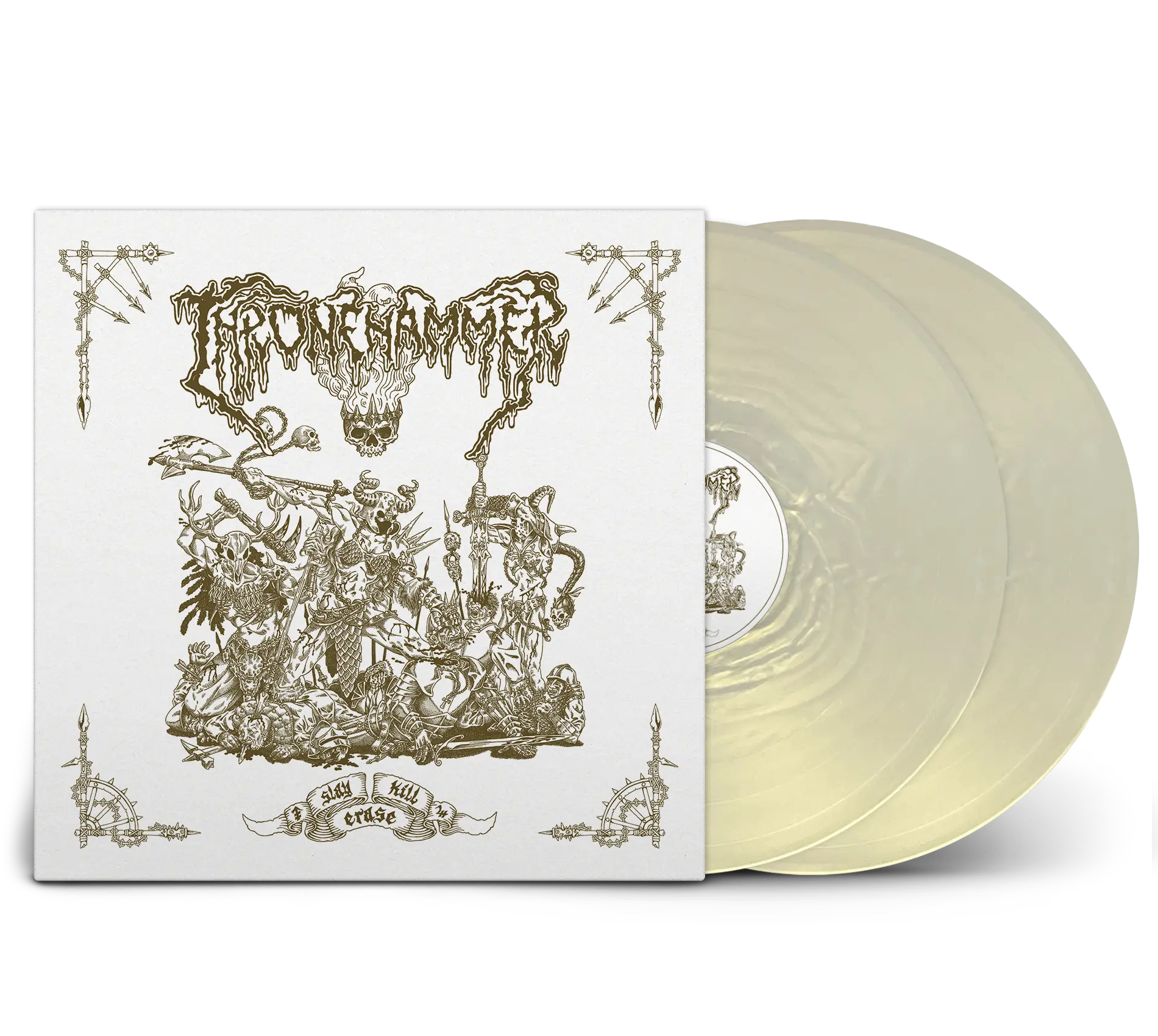 THRONEHAMMER · Slay | Kill | Erase (Tour Edition) | PEARL GOLD 2LP (Doom Metal/Epic Metal/Death Metal/Heavy Metal Vinyl)