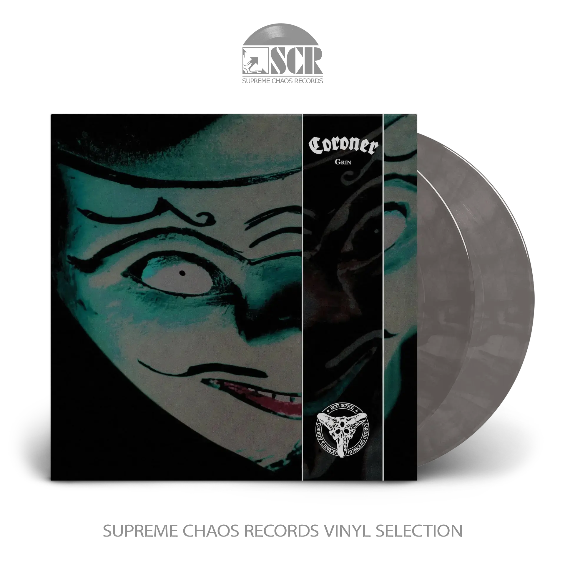 CORONER · Grin | CLEAR/BLACK MARBLED 2LP (Thrash Metal/Progressive Metal Vinyl)
