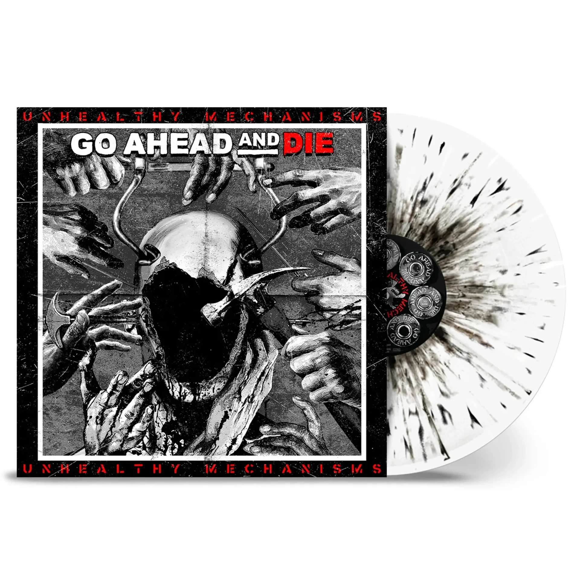 GO AHEAD AND DIE · Unhealthy Mechanisms | WHITE/BLACK SPLATTER VINYL (Death Metal Vinyl)